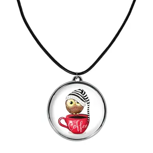 گردنبند خندالو مدل قهوه Coffee کد 2200822004