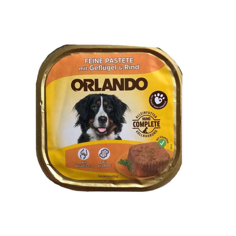 کنسرو سگ اورلاندو مدل گوشت مرغ و گاو وزن 300گرم