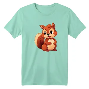 تی شرت آستین کوتاه بچگانه مدل سنجاب رنگ سبز روشن