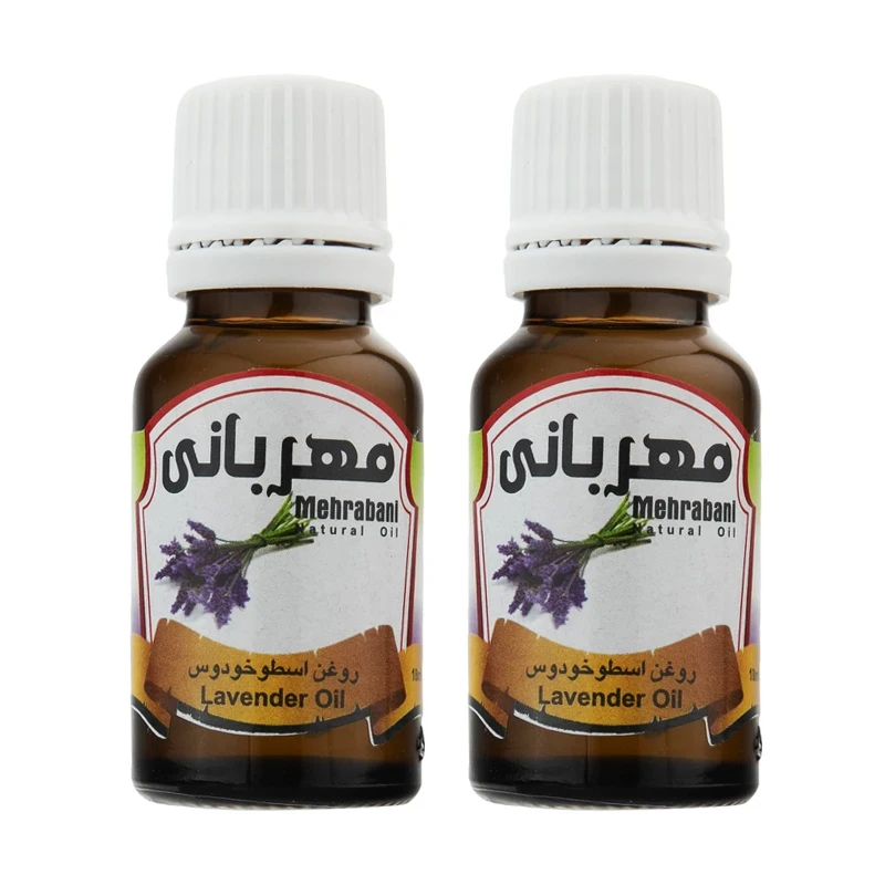 روغن بدن مهربانی مدل اسطوخودوس کد 2-RBM-AOS مناسب انواع پوست حجم 18 میلی لیتر بسته 2 عددی
