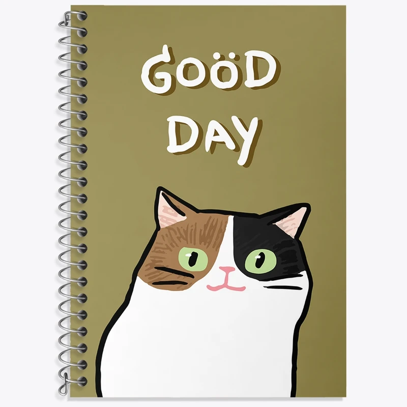 دفتر زبان 50 برگ خندالو مدل سه خط طرح گربه (Cat) کد N907