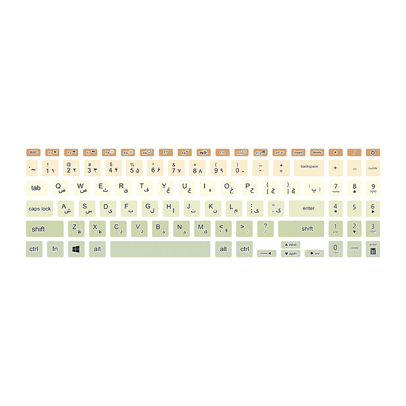 برچسب حروف فارسی کیبورد توییجین و موییجین مدل colors 20 مناسب برای لپ تاپ ایسوس Vivobook 15 X1504V