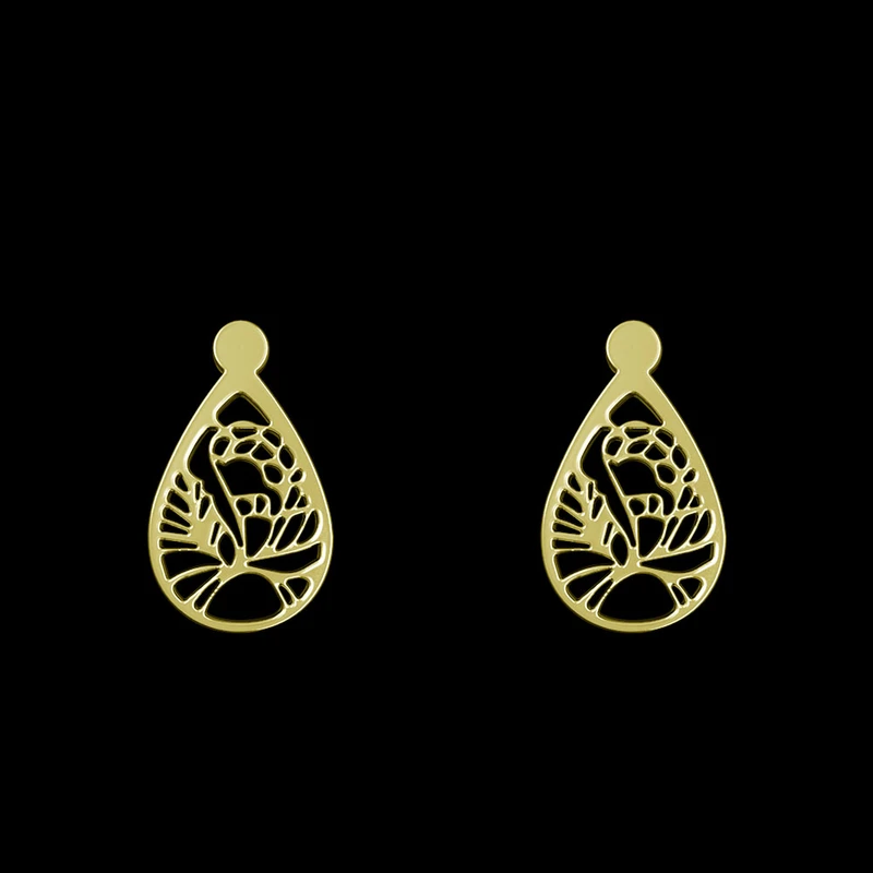 گوشواره طلا 18 عیار زنانه مدوپد مدل هندسی کد GA1-13535