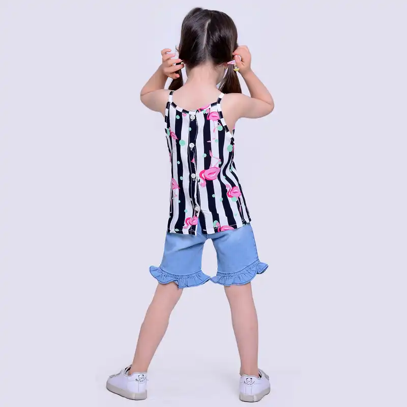 ست تاپ و شلوارک دخترانه مدلا مدل فلامینگو کد MAS8506