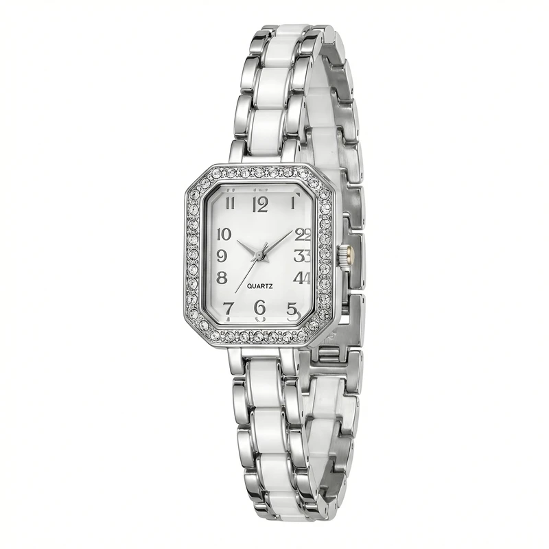 ساعت مچی عقربه‌ای کوارتز زنانه مدل لوکس بند دستبندی سرامیکی کد 001