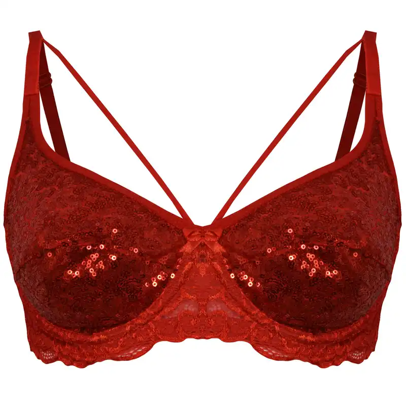 سوتین زنانه ایزابلا مدل پولکی هارنس فنردار کد 4459-08 رنگ قرمز