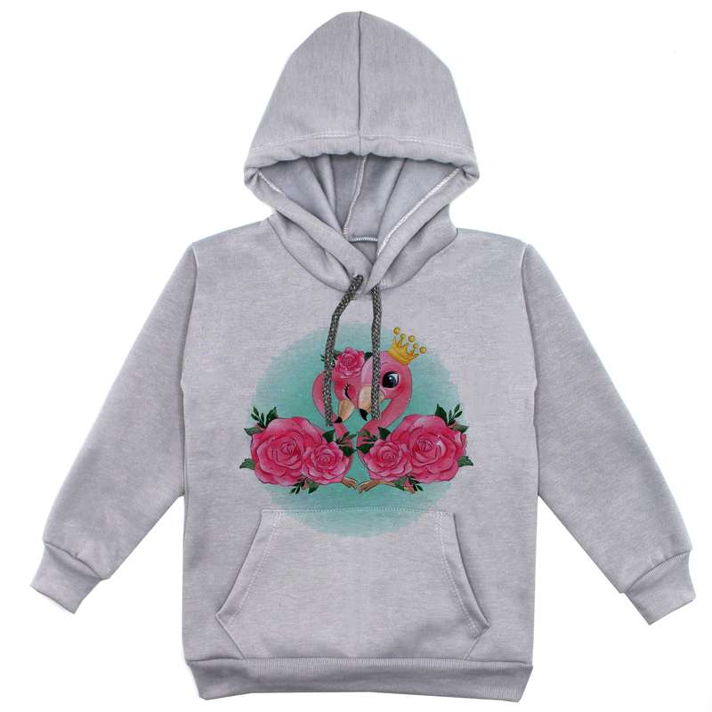 هودی دخترانه مدل فلامینگو عاشق F133 رنگ طوسی