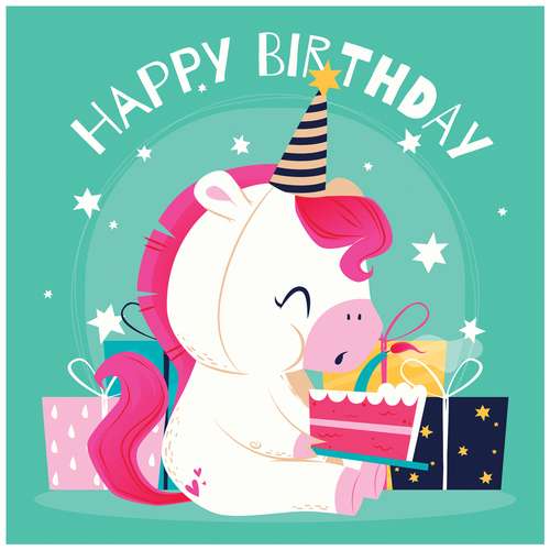 بنر تم تولد طرح اسب تک شاخ یونیکورن کد 1096