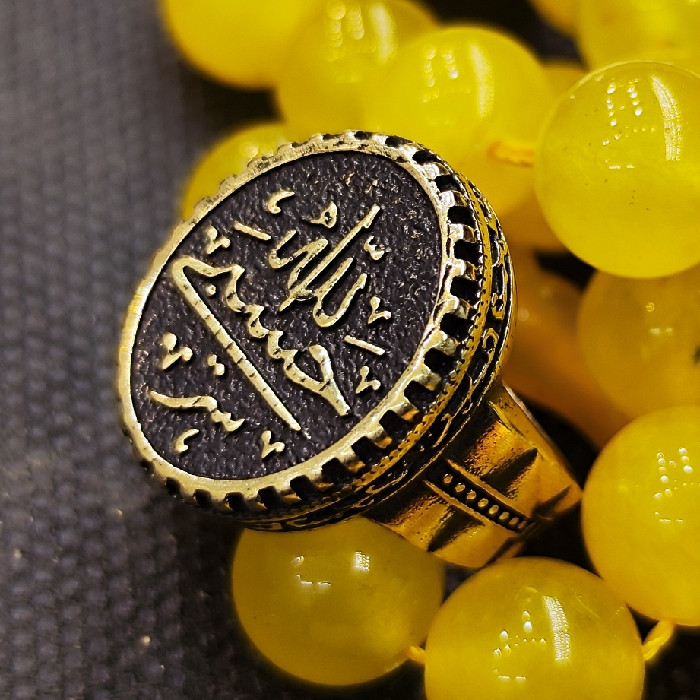 انگشتر مردانه مدل طلا روس طرح حسبی الله کد 260