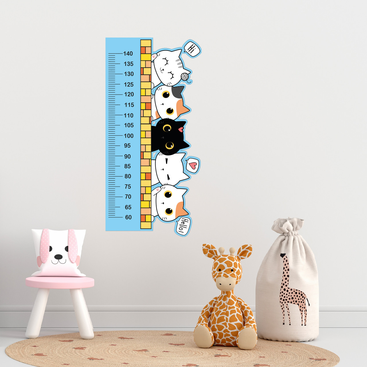 استیکر اندازه گیری کودک تُکتم مدل گربه ها
