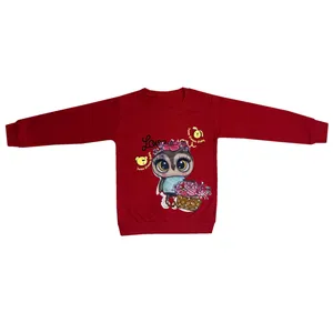 سویشرت دخترانه مدل جغدی رنگ قرمز