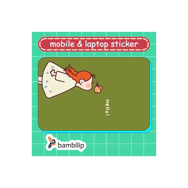 استیکر بامبیلیپ مدل کارت عابر طرح دختر مو نارنجی و پروانه کد 6019607