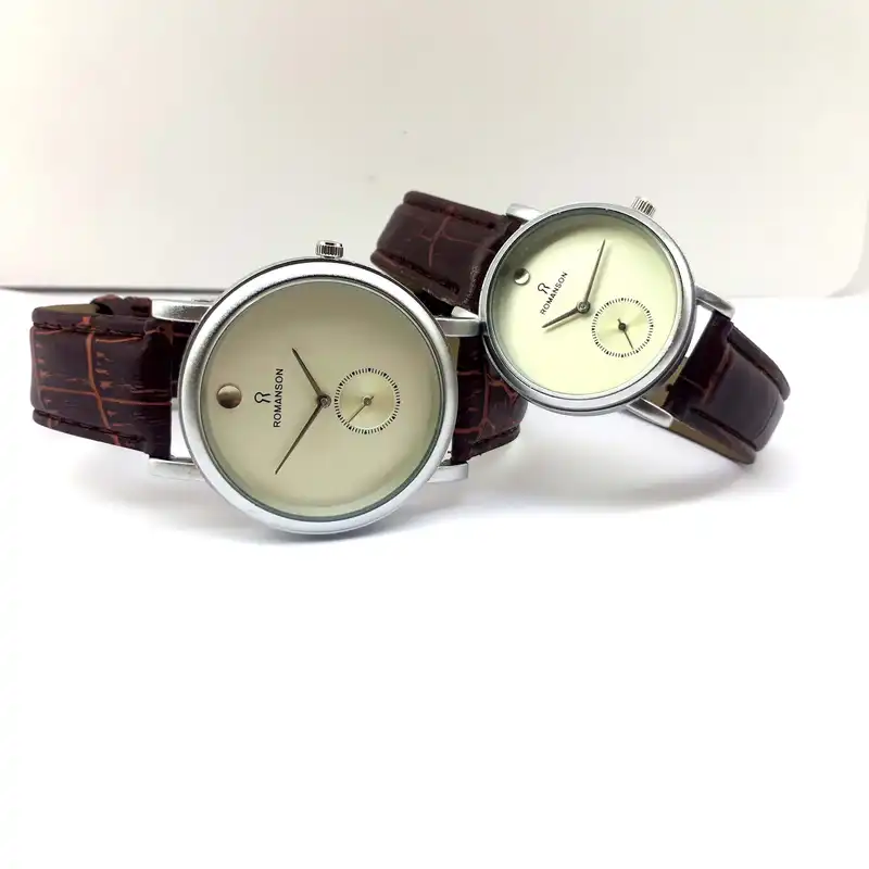 ست ساعت مچی عقربه ای زنانه و مردانه  مدل زیرثانیه دو موتور فعال کد n1