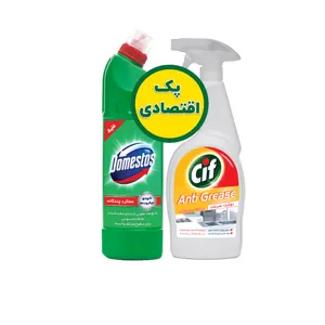 اسپری تمیز کننده سطوح سیف مدل Anti Greasr وزن 750 گرم به همراه مایع پاک کننده طوح دامستوس مدل 02 حجم 750 میلی لیتر 
