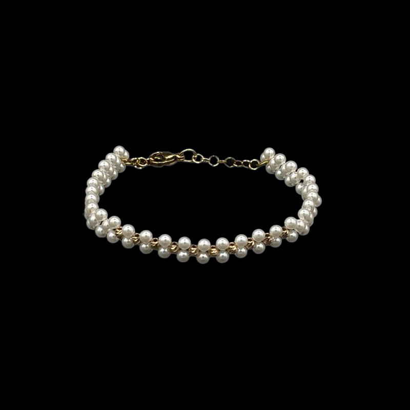 دستبند طلا و سنگ 18 عیار زنانه ناریا مدل 10 گوی کد E19-3