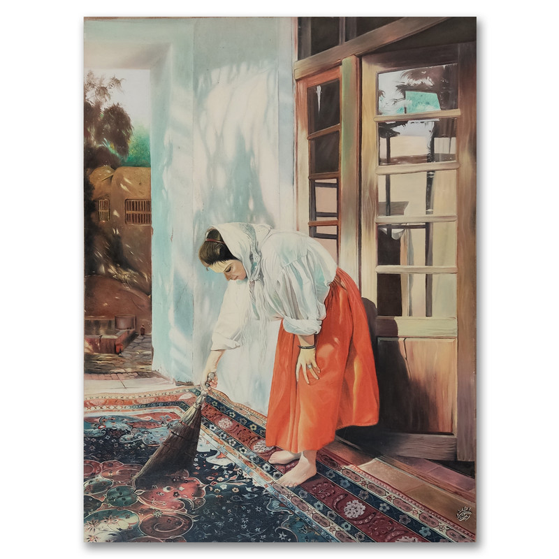 تابلو نقاشی رنگ روغن طرح صبح یک روز کد 103