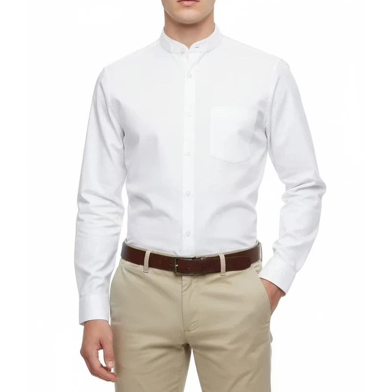 پیراهن آستین بلند یقه ایستاده مردانه مدل DOSH110