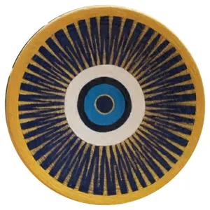 بشقاب دیوارکوب سفالی طرح چشم نظر مدل zx12
