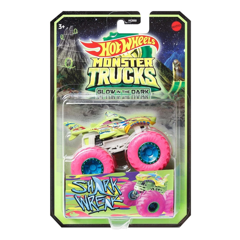 ماشین بازی هات ویلز مدل Monster Trucks Glow In The Dark Shark Wreak کد HCB50 - HGX15