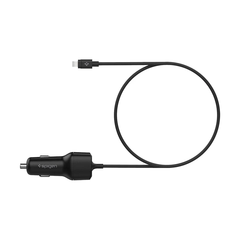 شارژر فندکی 47 وات دو پورت اسپیگن مدل PC2100 به همراه کابل Lightning