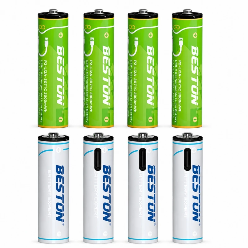 باتری قلمی و نیم قلمی قابل شارژ بستون مدل USB-TYPE C-1.5 بسته ۸ عددی