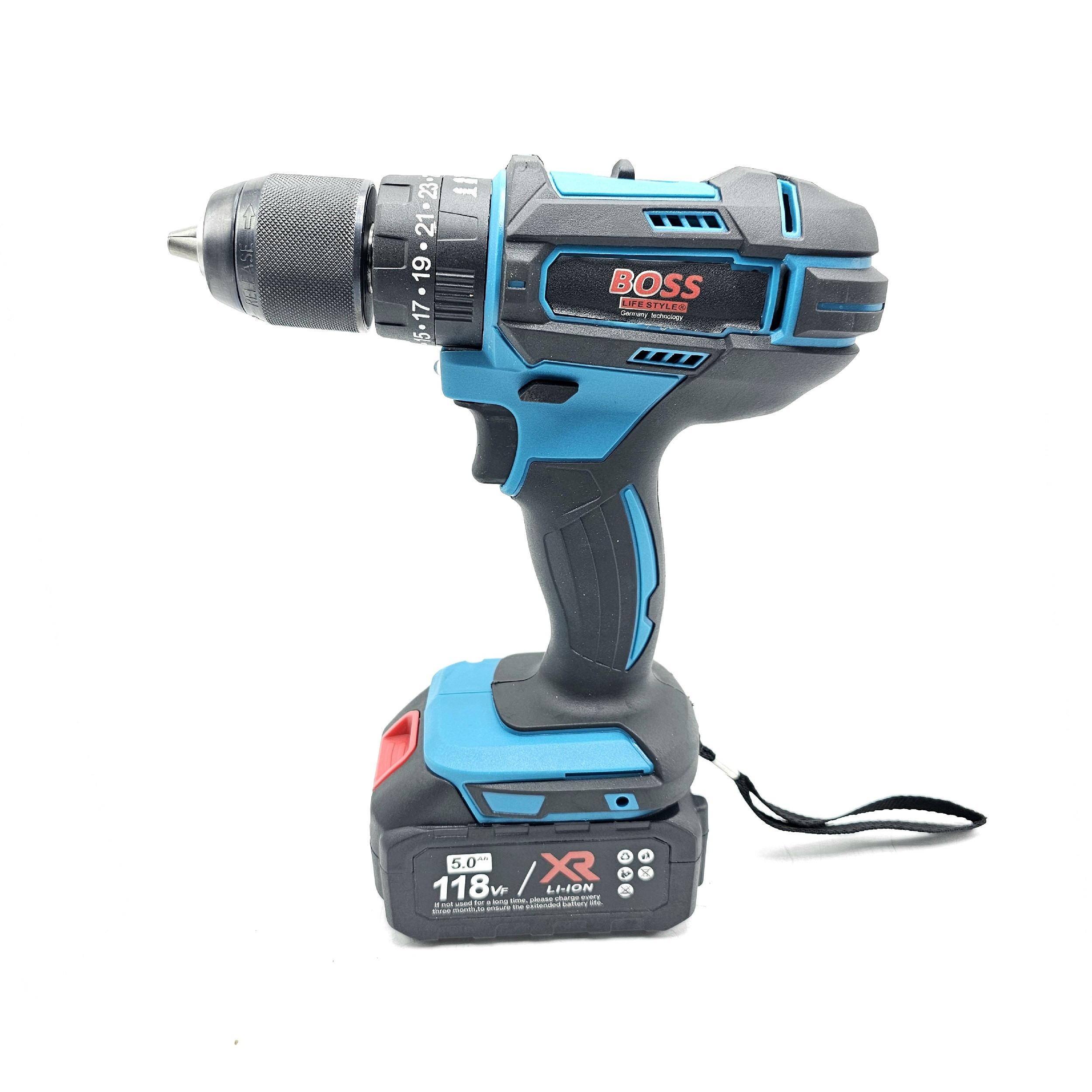 دریل چکشی و بکس شارژی براشلس باس مدل LIFE_STYLE مجموعه 2 عددی