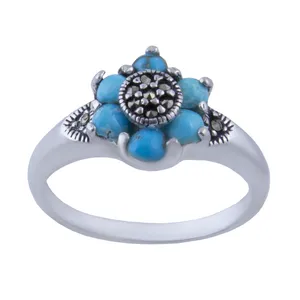 انگشتر نقره زنانه  بازرگانی میلادی مدل  فیروزه نیشابور کد Aw_165