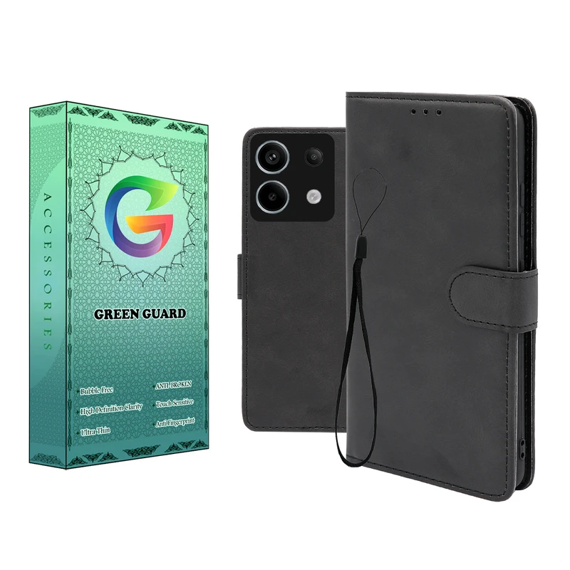 کیف کلاسوری گرین گارد طرح چرمی مدل Landing مناسب برای گوشی موبایل شیائومی Redmi Note 13 Pro 5G / Poco X6 به همراه بند آویز