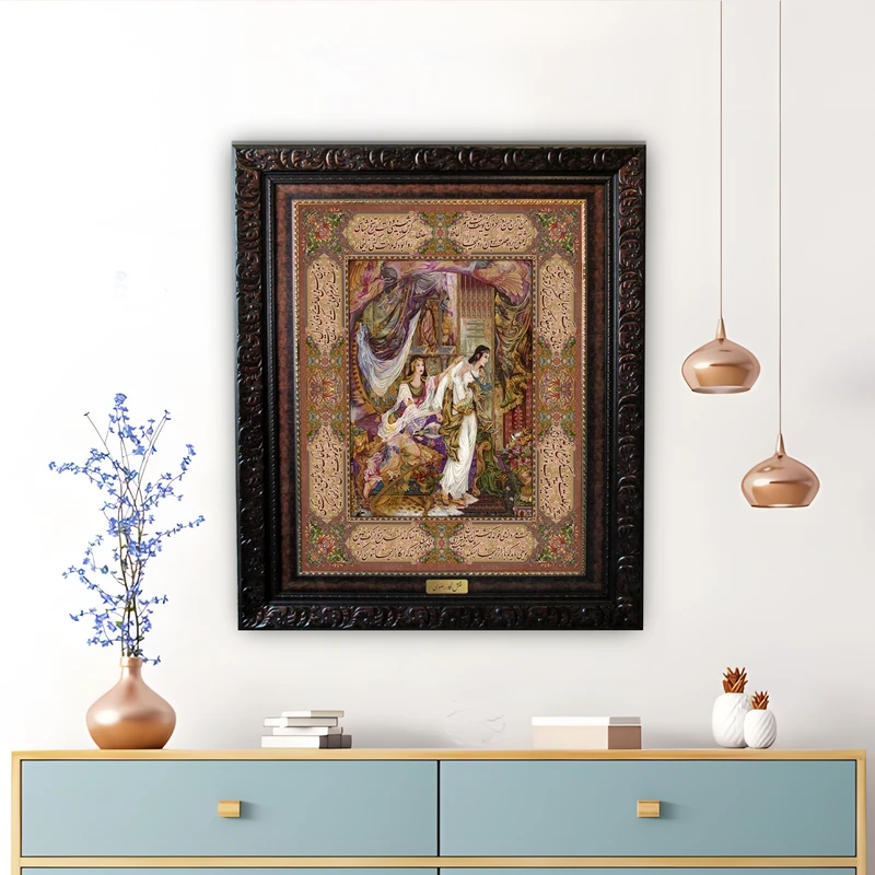 تابلو فرش ماشینی نقش نگار رضوی طرح مینیاتور کد 1489B