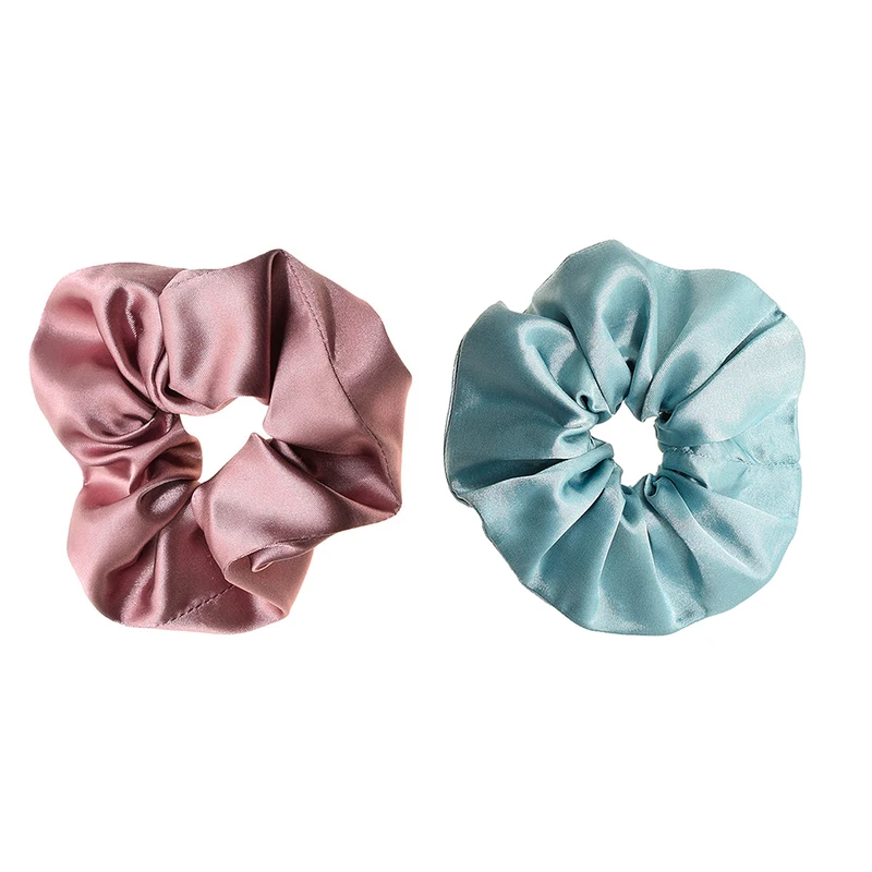 کش مو زنانه دلنار گالری مدل اسکرانچی ساتن پاستیلی کد 03 مجموعه 2 عددی