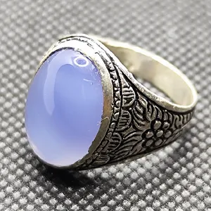 انگشتر نقره مردانه مدل سنگ عقیق کبود کد 650