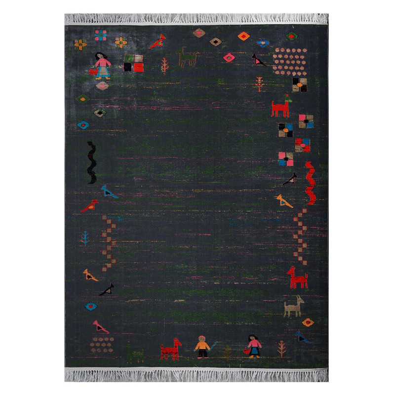 گبه ماشینی کاشان ابریشم کد 3002