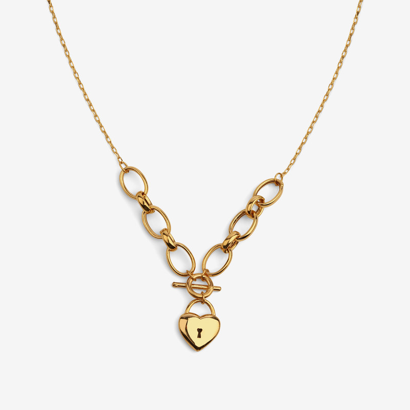 گردنبند طلا کم اجرت 18 عیار زنانه با زنجیر حلقه‌ای (فلامینگو) نگین مدل 125