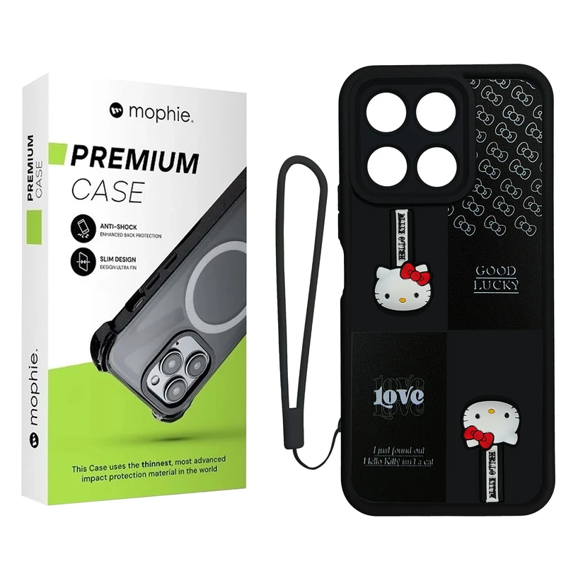 کاور موفی مدل Silicone Puffer Hello Kitty Strap مناسب برای گوشی موبایل شیائومی  Poco X6 Pro به همراه بند