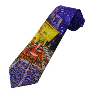 کراوات مردانه مدل نقاشی تراس کافه در شب اثر وینسنت ون‌گوگ کد 1314