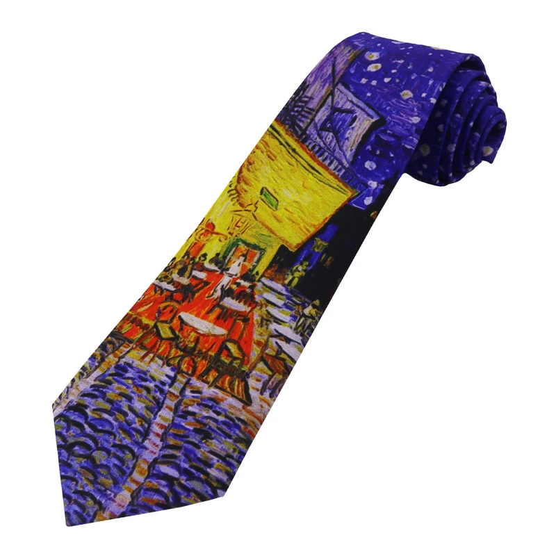 کراوات مردانه مدل نقاشی تراس کافه در شب اثر وینسنت ون‌گوگ کد 1314