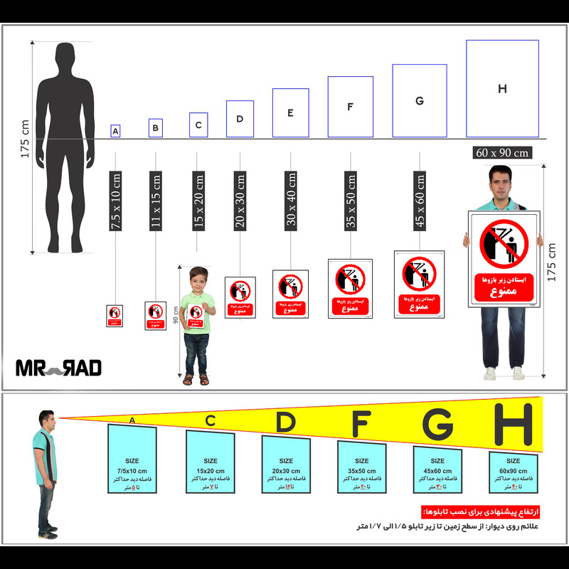 برچسب ایمنی مستر راد طرح ایستادن زیر بازوها ممنوع مدل HSE-OSHA-0260