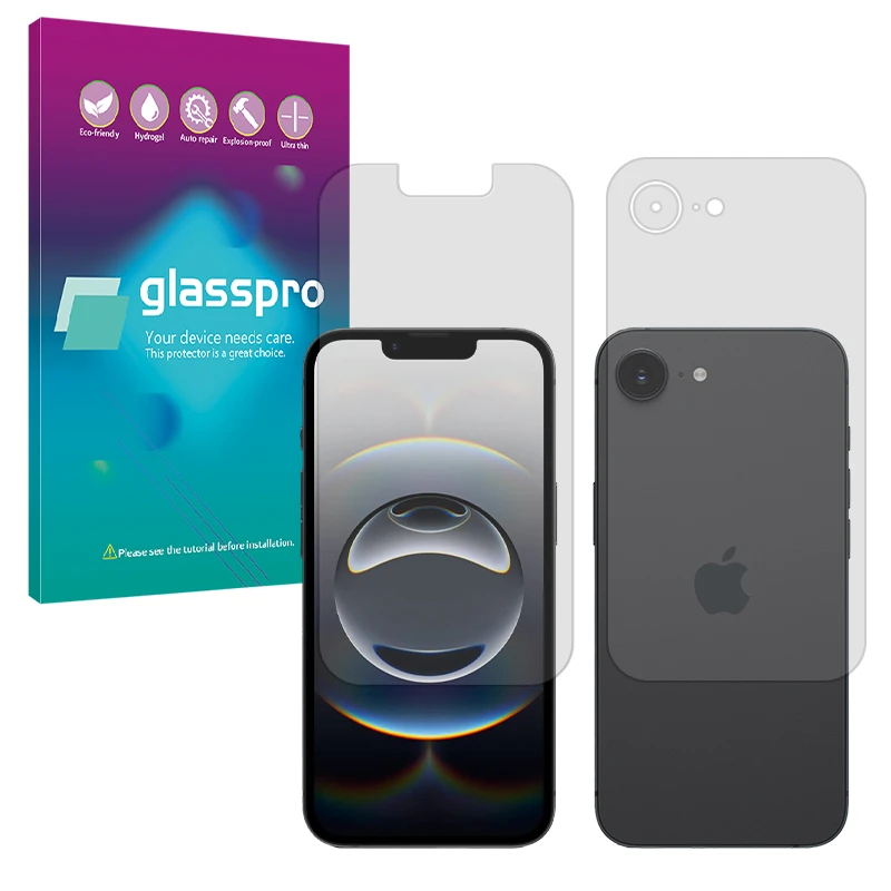محافظ صفحه نمایش مات گلس پرو مدل Resistant مناسب برای گوشی موبایل اپل iPhone 16e به همراه محافظ پشت گوشی