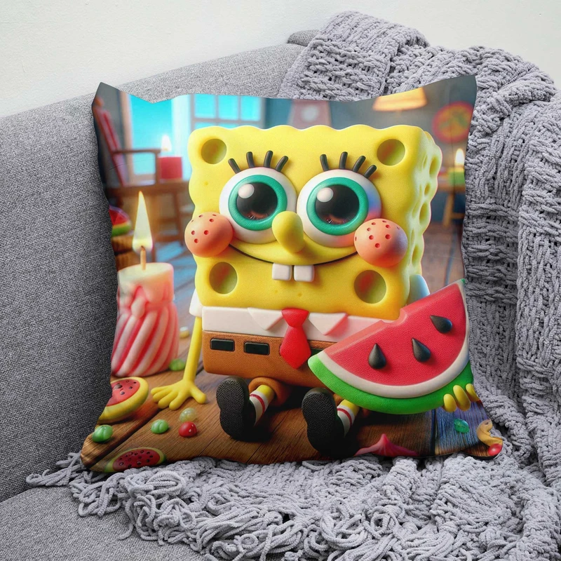 کوسن پاد آفرین مدل کوسن پاد آفرین مدل باب اسفنجی طرح هندوانه کد B556