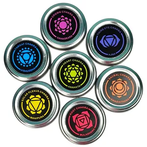 شمع معطر مدل هفت چاکرا قوطی فلزی مجموعه 7 عددی