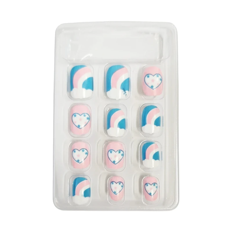 ناخن مصنوعی دست کودک گلم فانتزی مدل کیتی بسته 12 عددی