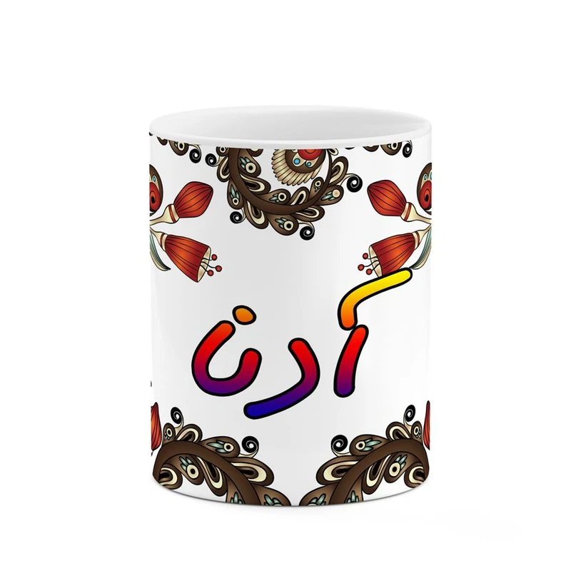 ماگ کاکتی مدل اسم آدنا طرح سنتی گل و بته کد mgh43329