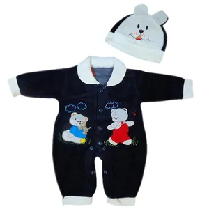 ست سرهمی و کلاه نوزادی نسیم طرح خرس رنگ سرمه ای