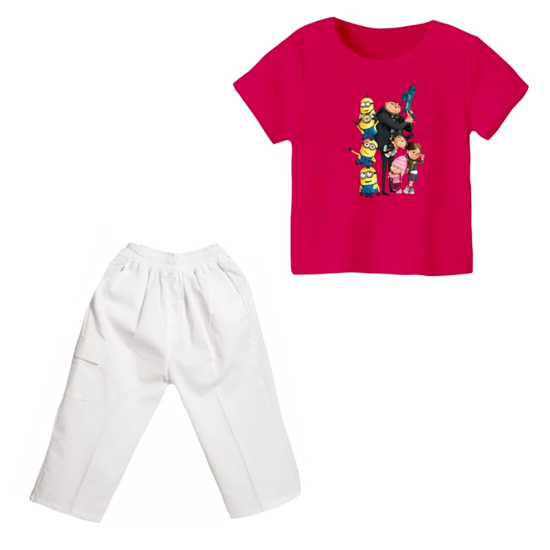 ست تی شرت و شلوارک دخترانه مدل مینیون کد ۳