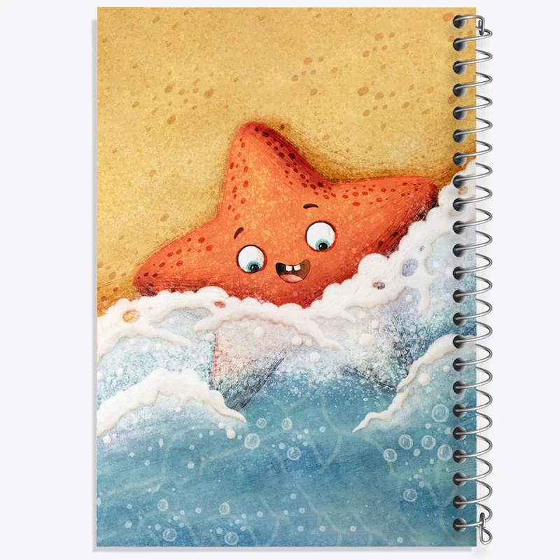 دفتر مشق 100 برگ خندالو طرح ستاره ی دریایی کیوت کد F6259