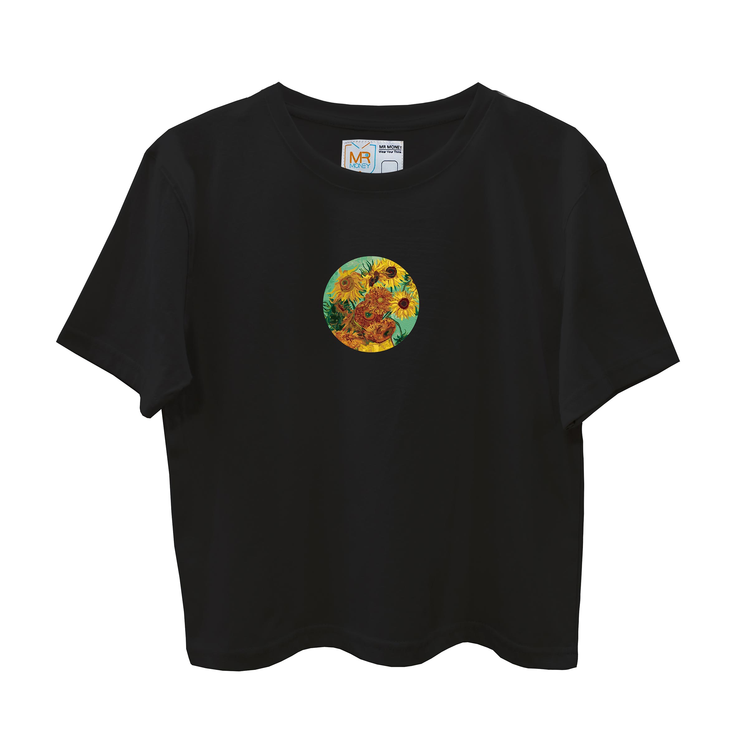 تی شرت آستین کوتاه زنانه مسترمانی مدل گل آفتابگردان ونگوگ