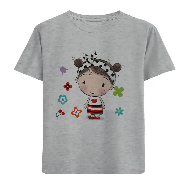 تی شرت آستین کوتاه بچگانه مدل دخترک D179