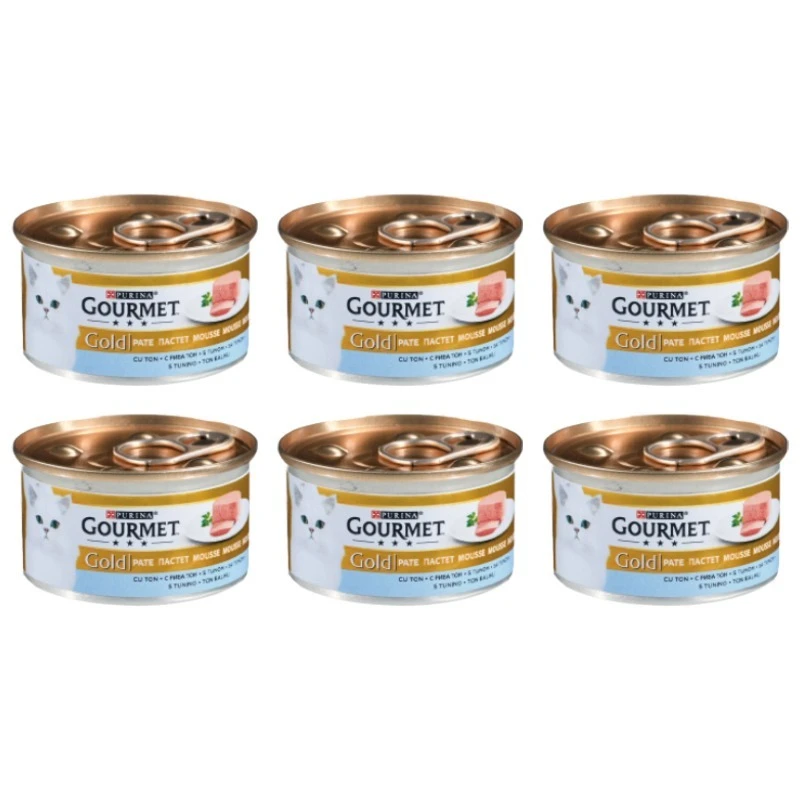 کنسرو غذای گربه بالغ گورمت مدل Gourmet Gold Tuna طعم ماهی تن بسته 6 عددی