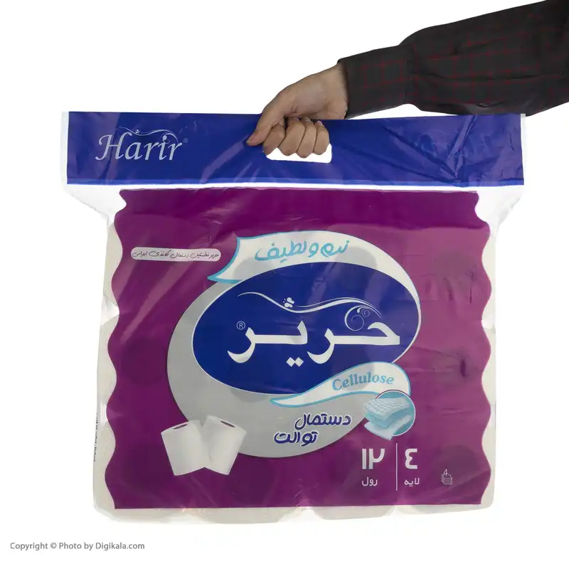 دستمال توالت حریر بسته 12 عددی