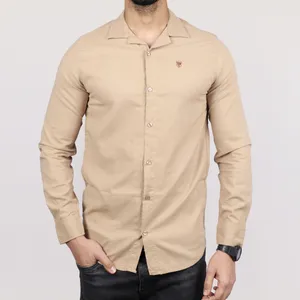 پیراهن آستین بلند مردانه مدل کتان نازک یقه انگلیسی 6104931